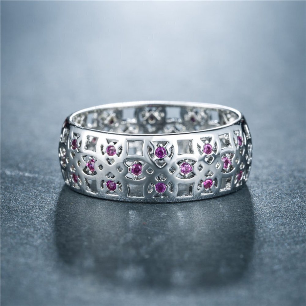 💥 Dainty Carved Colorful Gems Eternity Zircon Vintage Ring for WomenEVGG1364